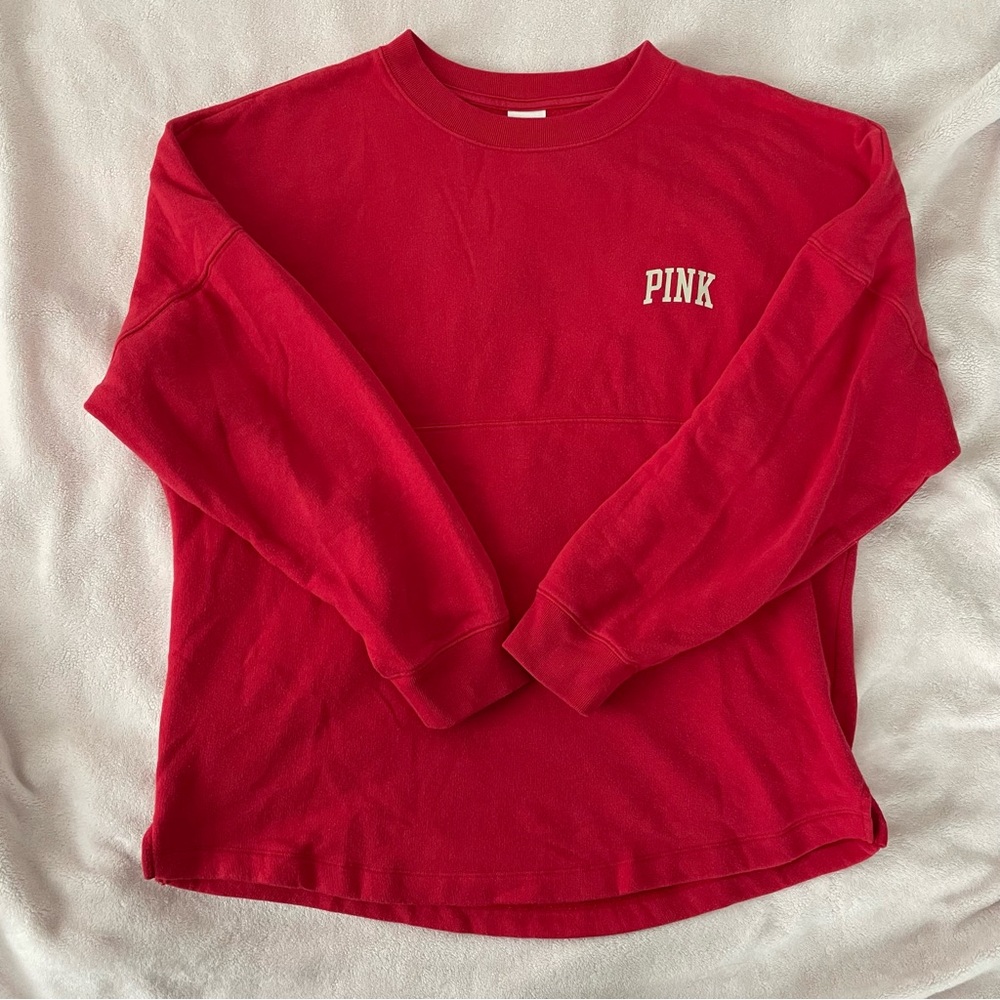 PINK Campus Crewneck Red Sweatshirt